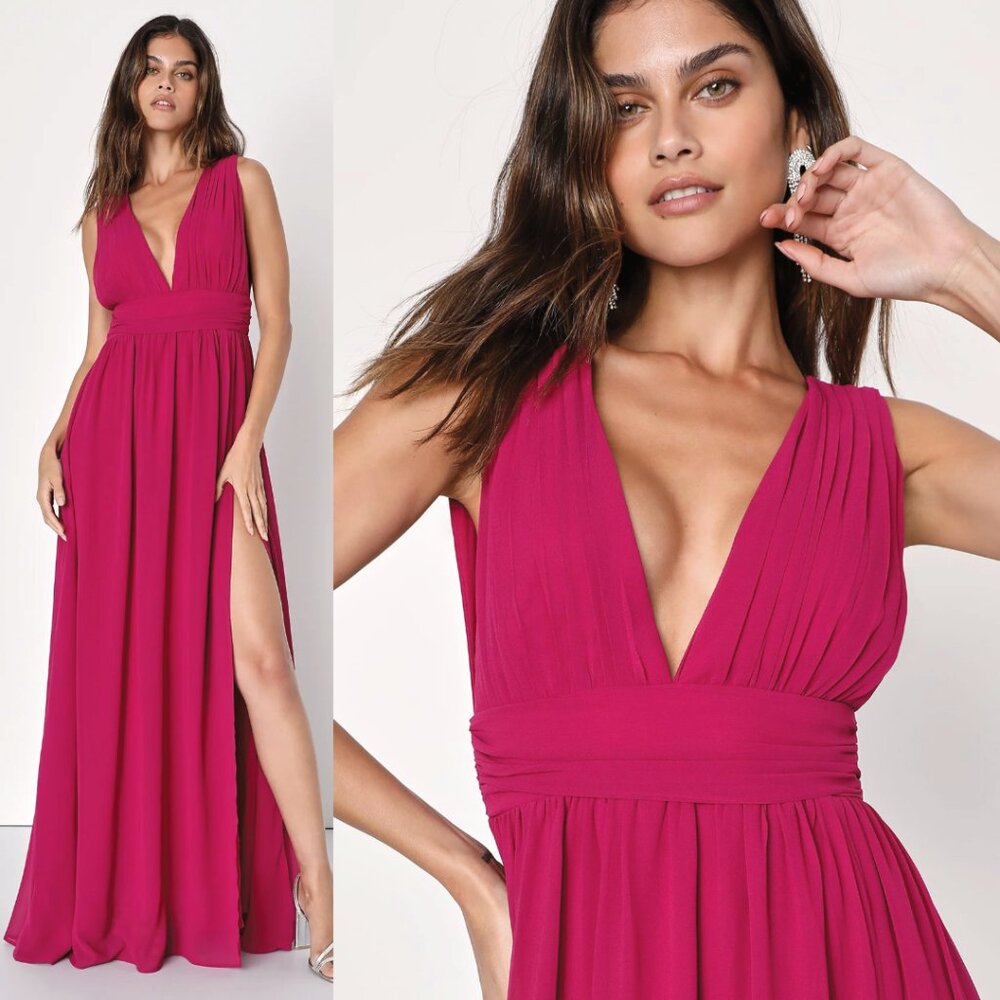 NWOT Lulus Heavenly Hues Magenta Maxi Dress
